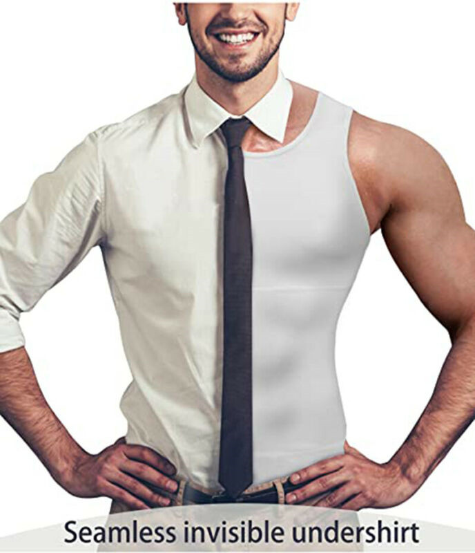 Men Compression Shirt Shapewear Slimming Body Shaper Vest Undershirt Tank Top US gallery