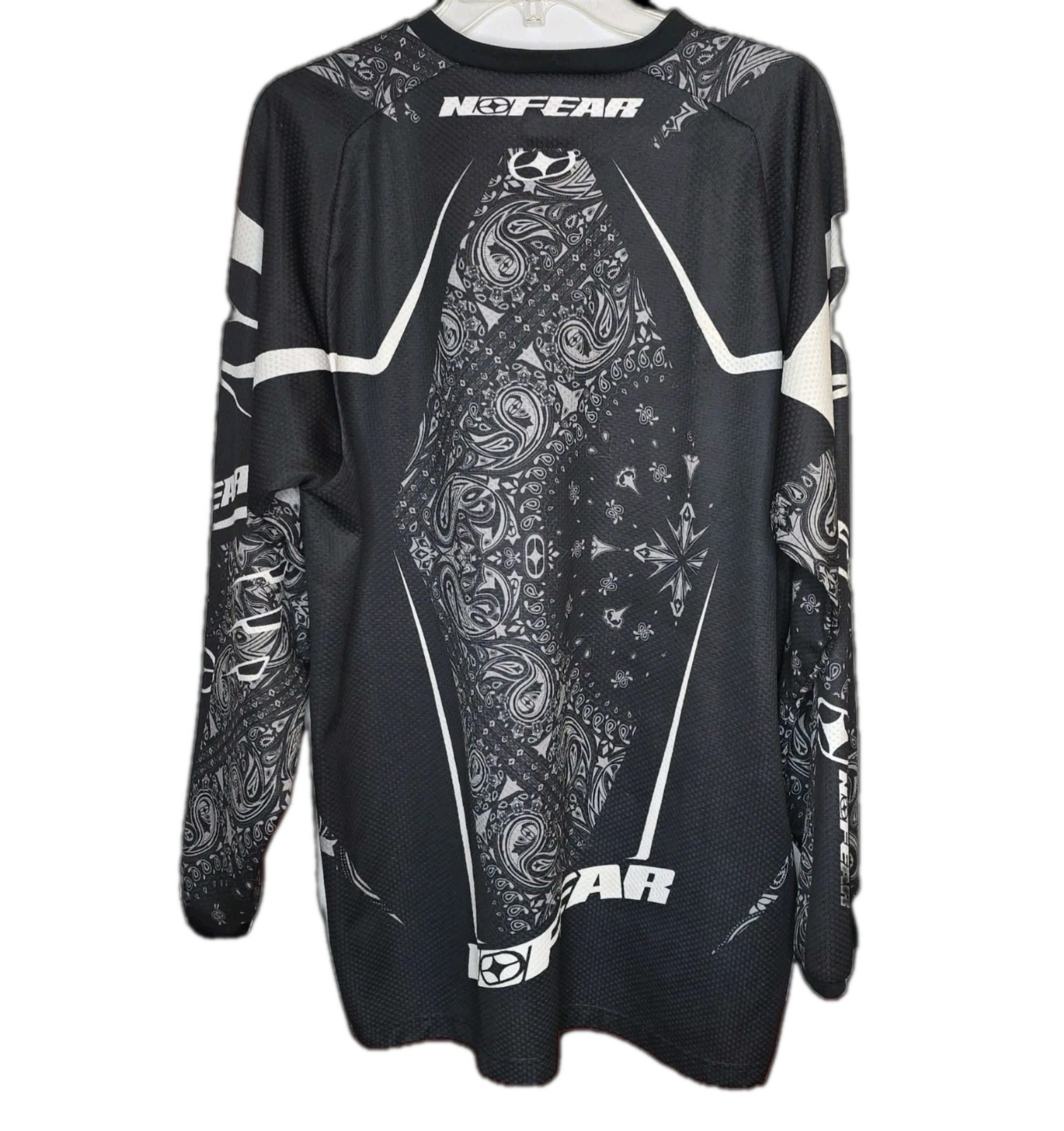No Fear Rogue Series Motocross Jersey Mens XL Black White Paisley Y2K MX BMX gallery