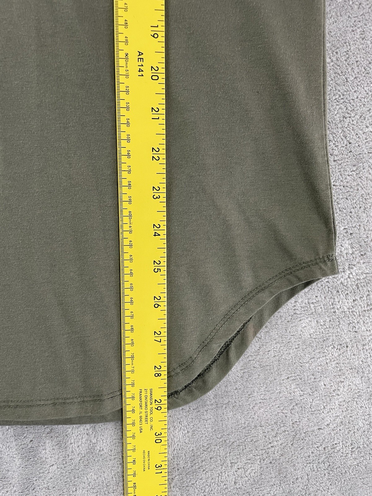 Cuts Clothing Elongated T Shirt Men Medium / S Tall Olive Green Crew Neck Tee gallery