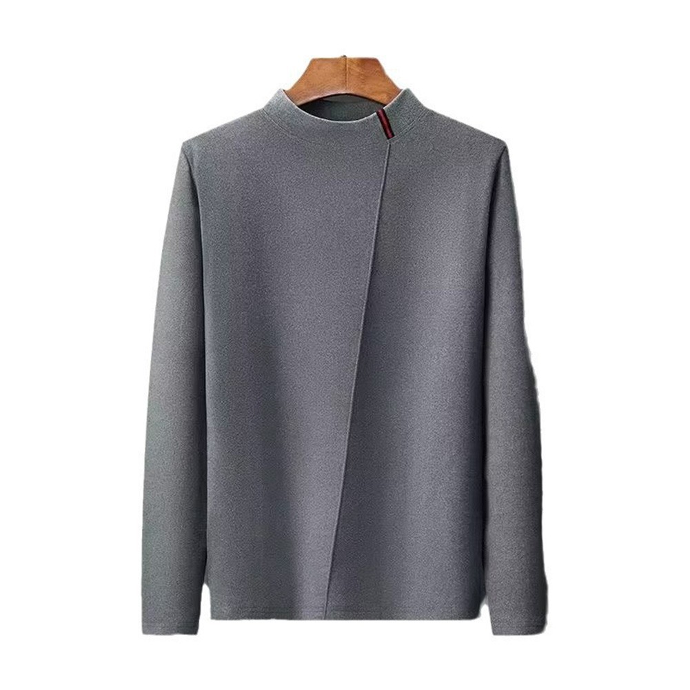 Men's Stand Collar Long Sleeve Business Base T Shirt Double Sided German Velvet gallery