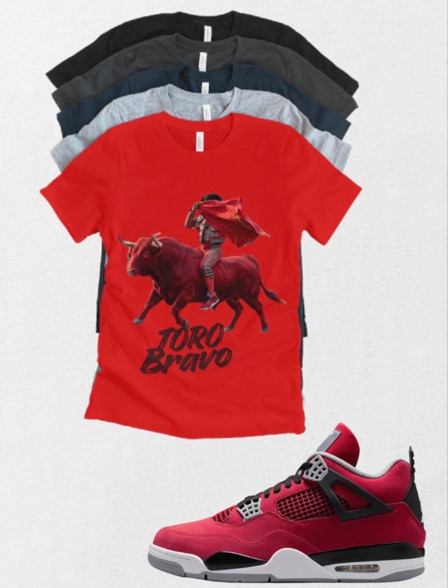 Custom Printed Shirt to Match Jordan 4 Toro Bravo Bull Sneaker sneakerhead gallery