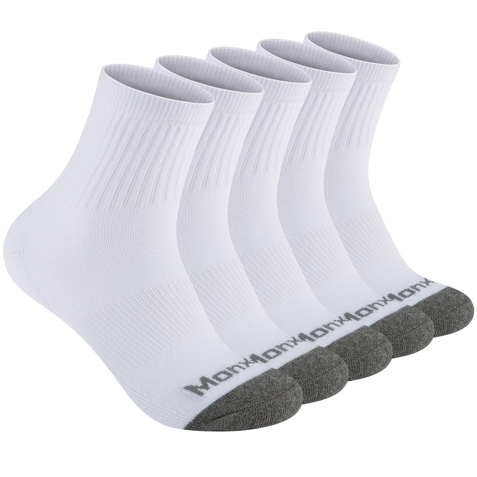 Mens 100% Cotton Cushioned Ankel Socks Athletic One Size 5 Pairs White
