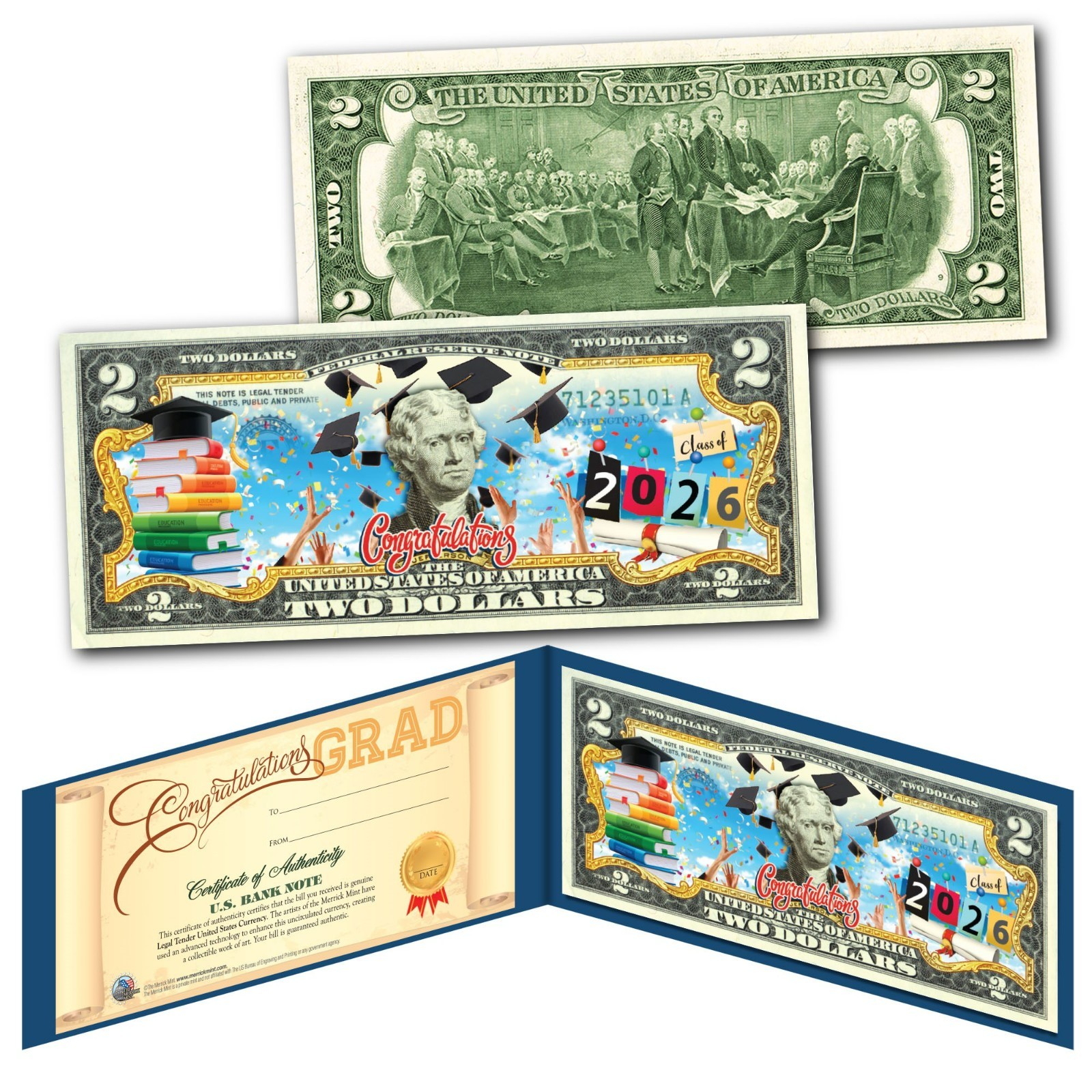 Congratulations Graduate * Class of 2026 * Real U.S. $2.00 & Display