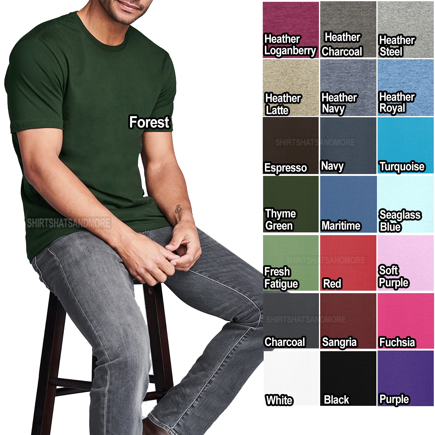 BIG MENS Soft Ring-Spun Cotton T-Shirt Tee MANY COLORS XL,2XL,3XL,4XL NEW!