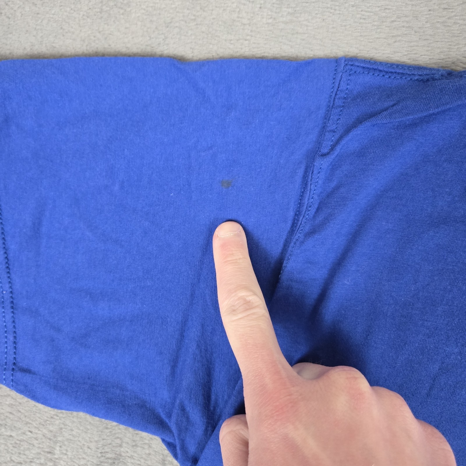 Russell Athletic High Cotton T-Shirt Mens Mediun Blue Solid Pocket USA Made Vtg gallery