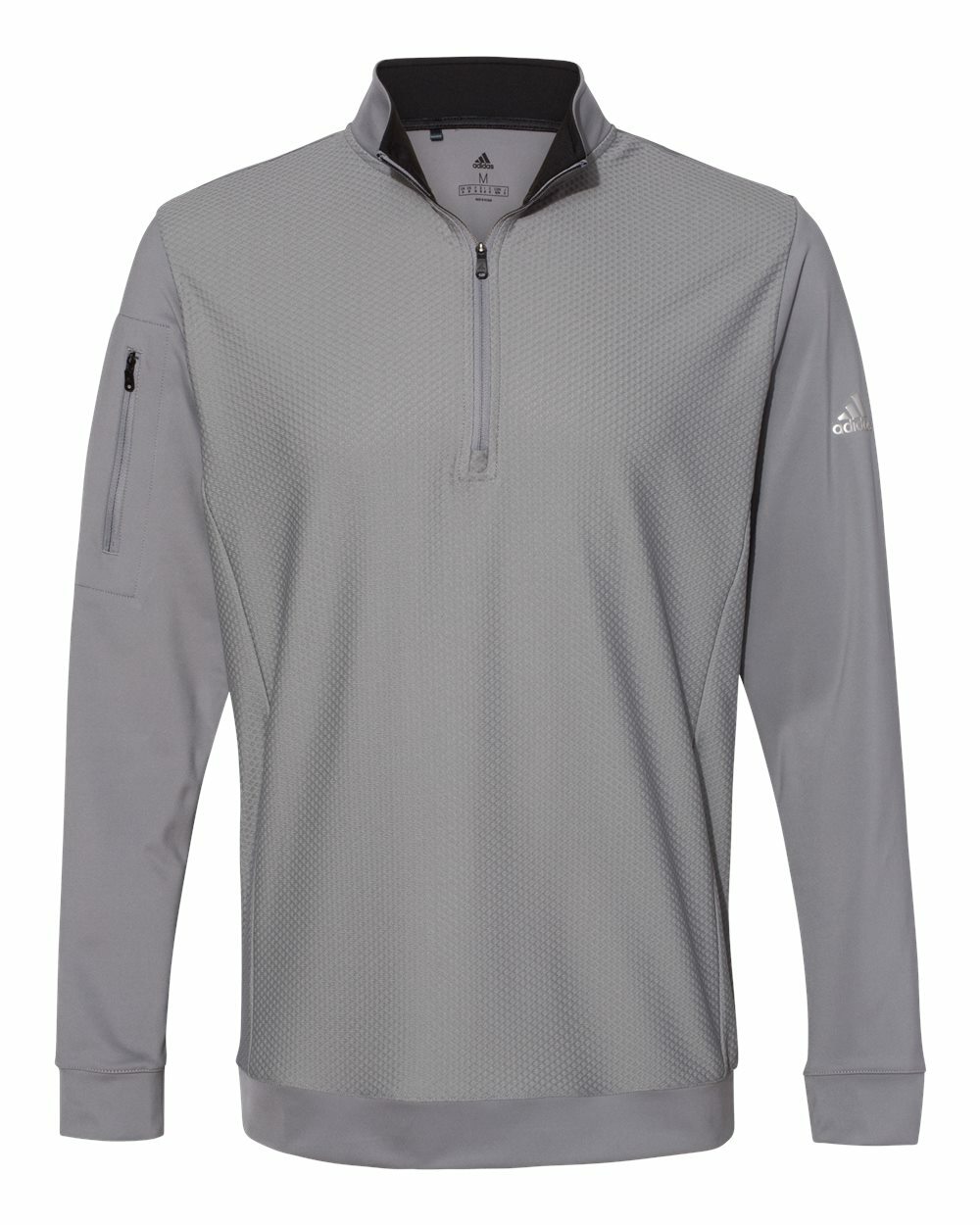 Adidas Golf Top UPF 50+ Logo Performance Textured 1/4 Zip Pocket Pullover Jacket