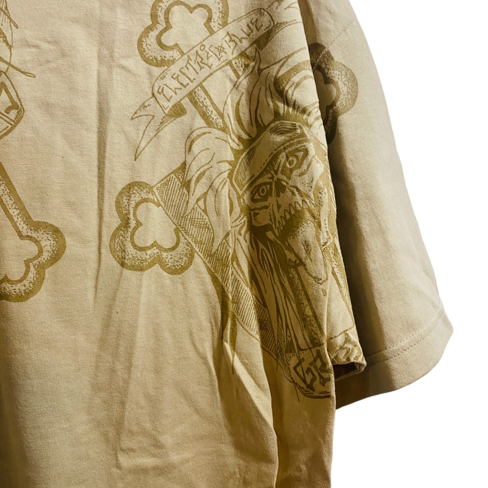 GREEN Apple Tree T Shirt Men's Size Large Beige Short Sleeve Crewneck Vintage gallery