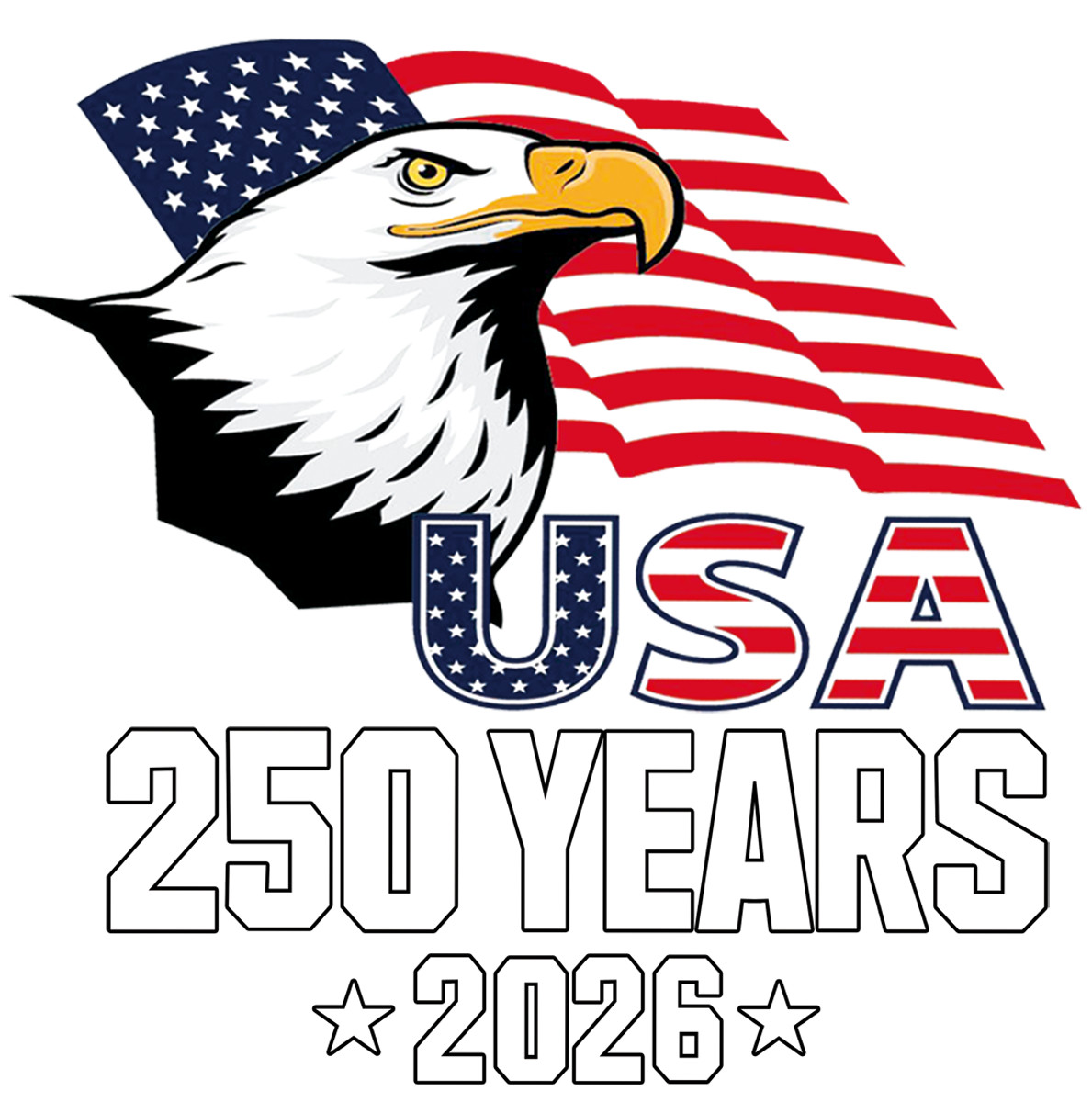 USA 250 YEARS 1776-2026 PATRIOT US EAGLE IRON ON HEAT TRANSFER PERSONALIZE LOT gallery