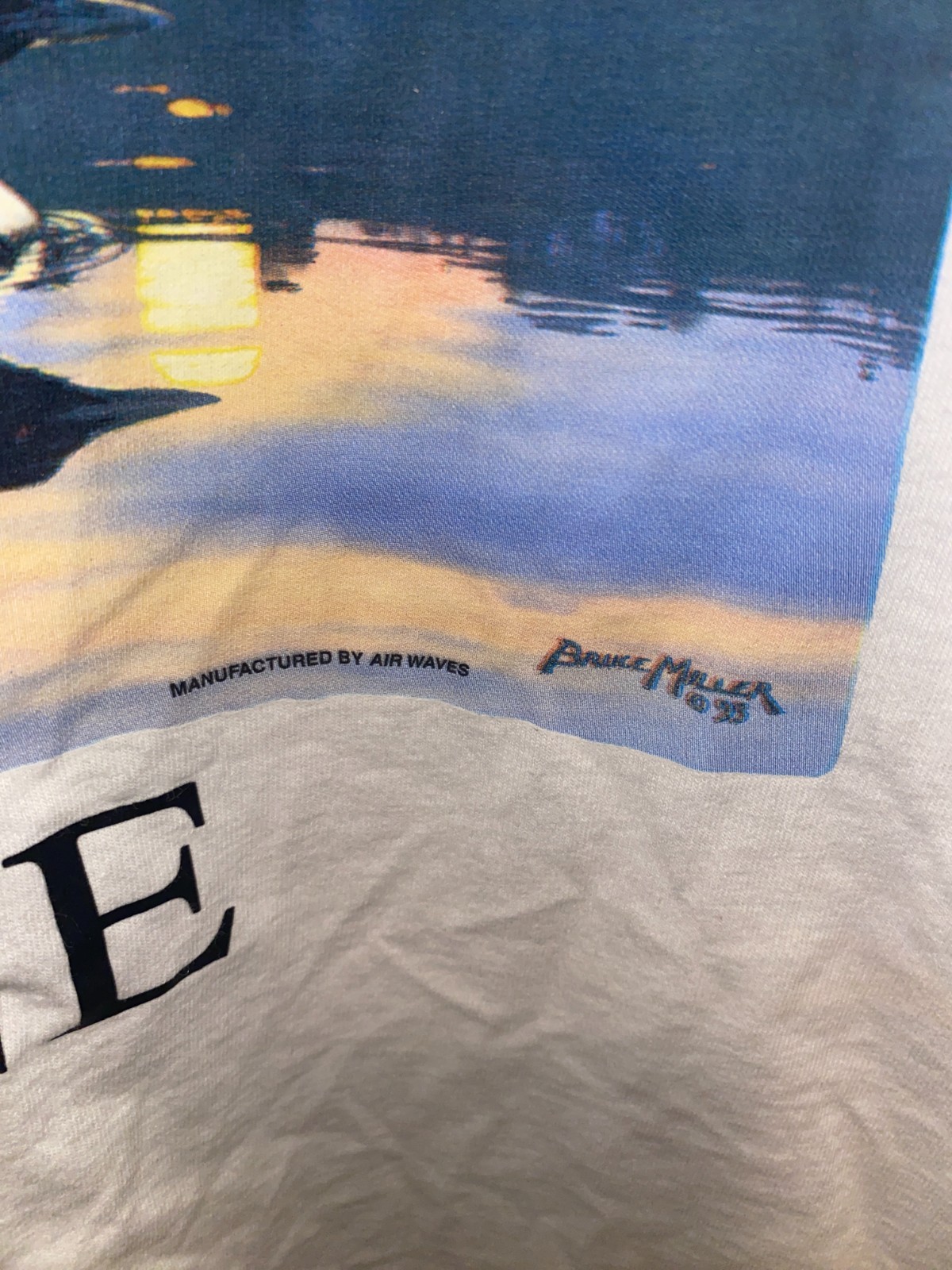 Oneita Shirt Mens L White Vintage USA Maine VTG Tee Travel Vacation Lake Forest gallery