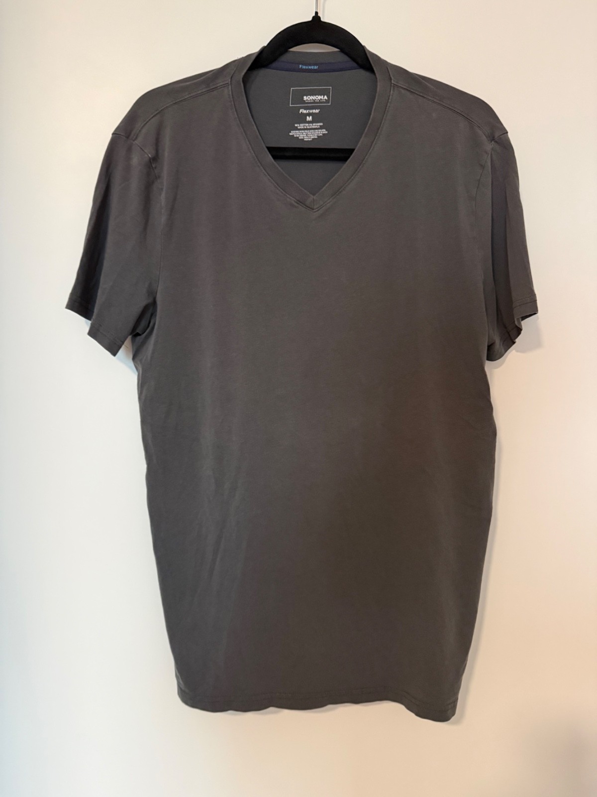 SONOMA MENS GRAY SOLID VNECK TSHIRT SIZE MEDIUM gallery