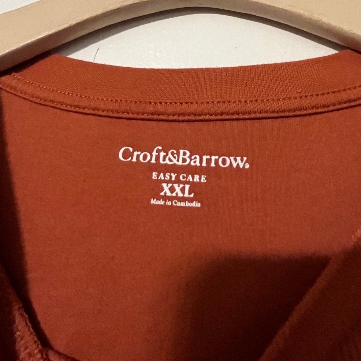Croft & Barrow Mens XXL Burnt Orange Ribbed Short Sleeve Easy Care Tee RN73277 gallery