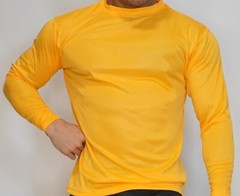 MEN’S LONG SLEEVE GOLD POLYESTER T-SHIRT MEDIUM