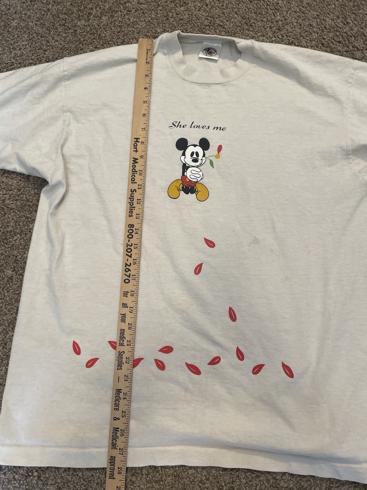 Vintage 90s Walt Disney Mickey Mouse She Loves Me Rose Petals One Size Fits All gallery