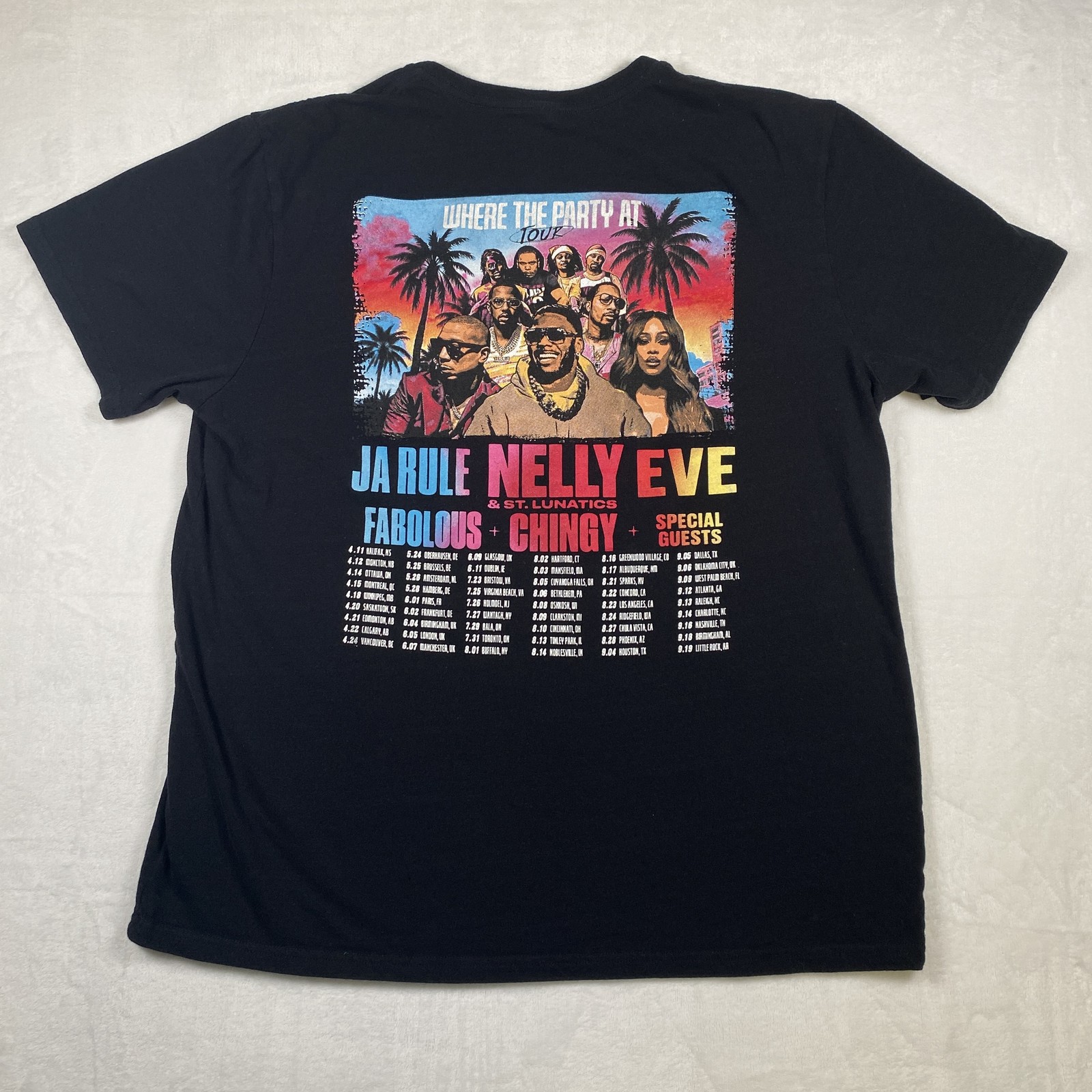 Where The Party At Tour Unisex Graphic T-Shirt Black Size XL Nelly Ja Rule Eve gallery