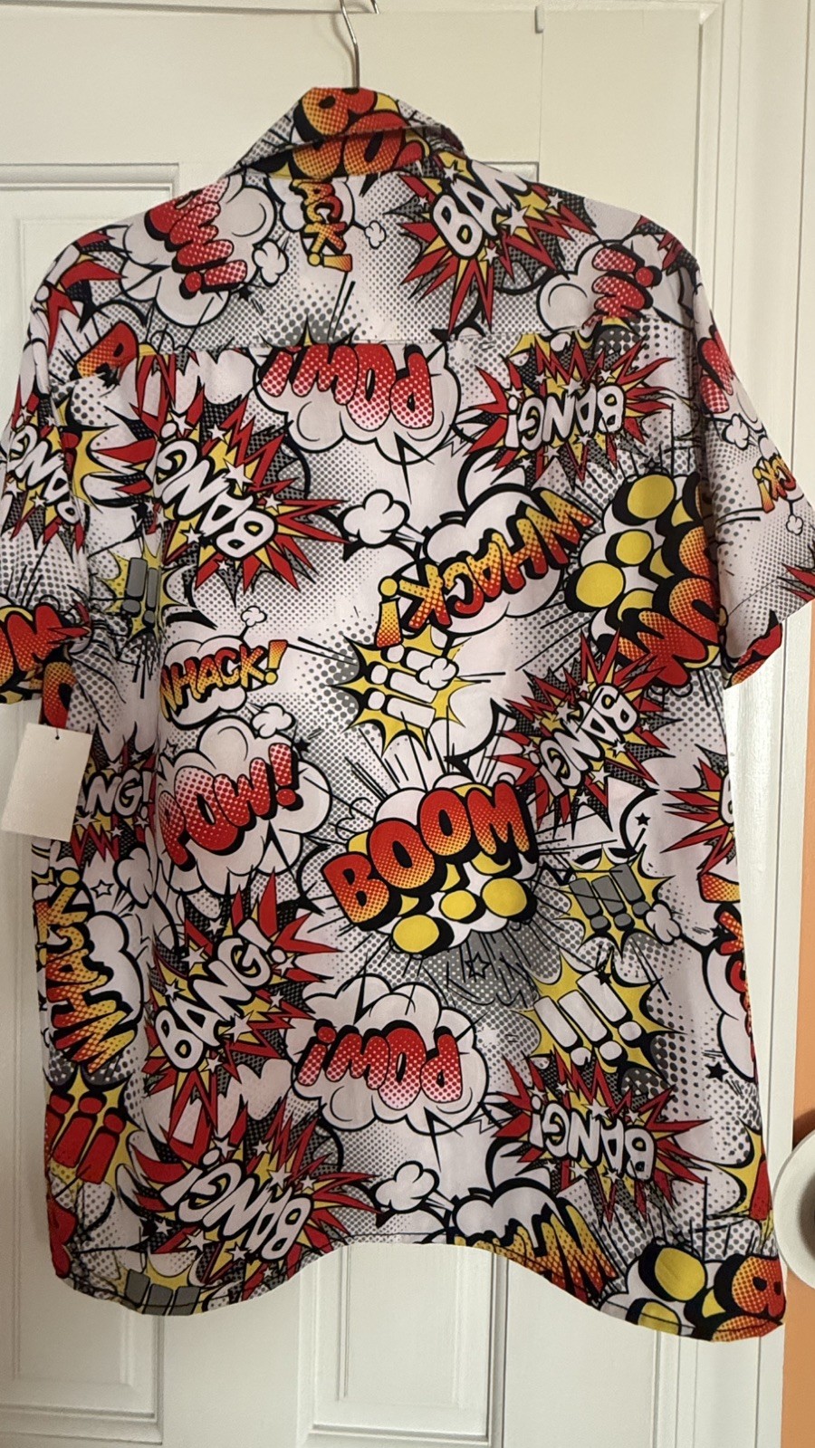 Oh Snap Drill Clothing Comic Pop Art Shirt Mens M Stretch Button Up Bang Pow gallery
