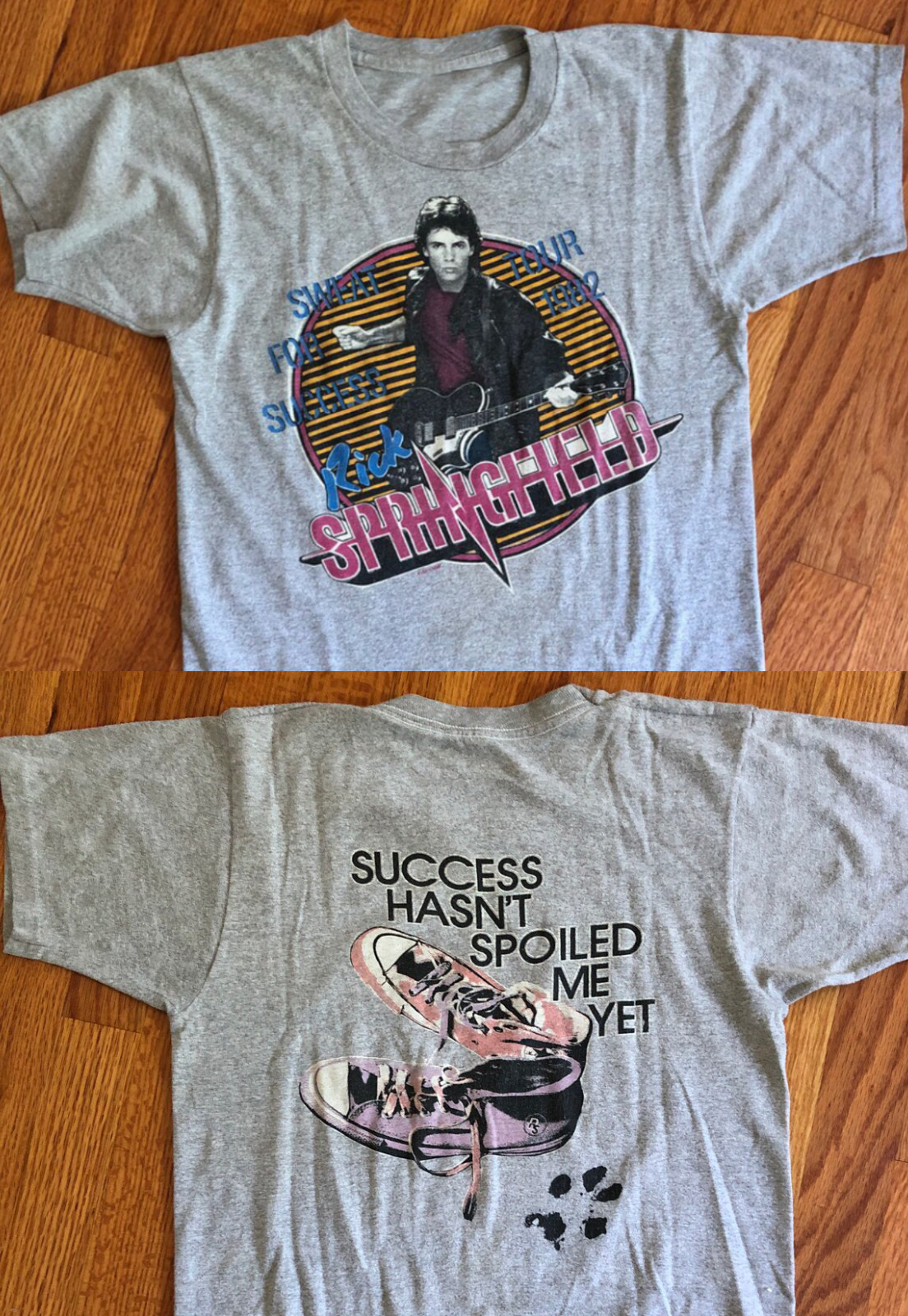 1982 Sweat for Success Tour Rick Springfield Sport Grey T-shirt S to 5XL NZ910