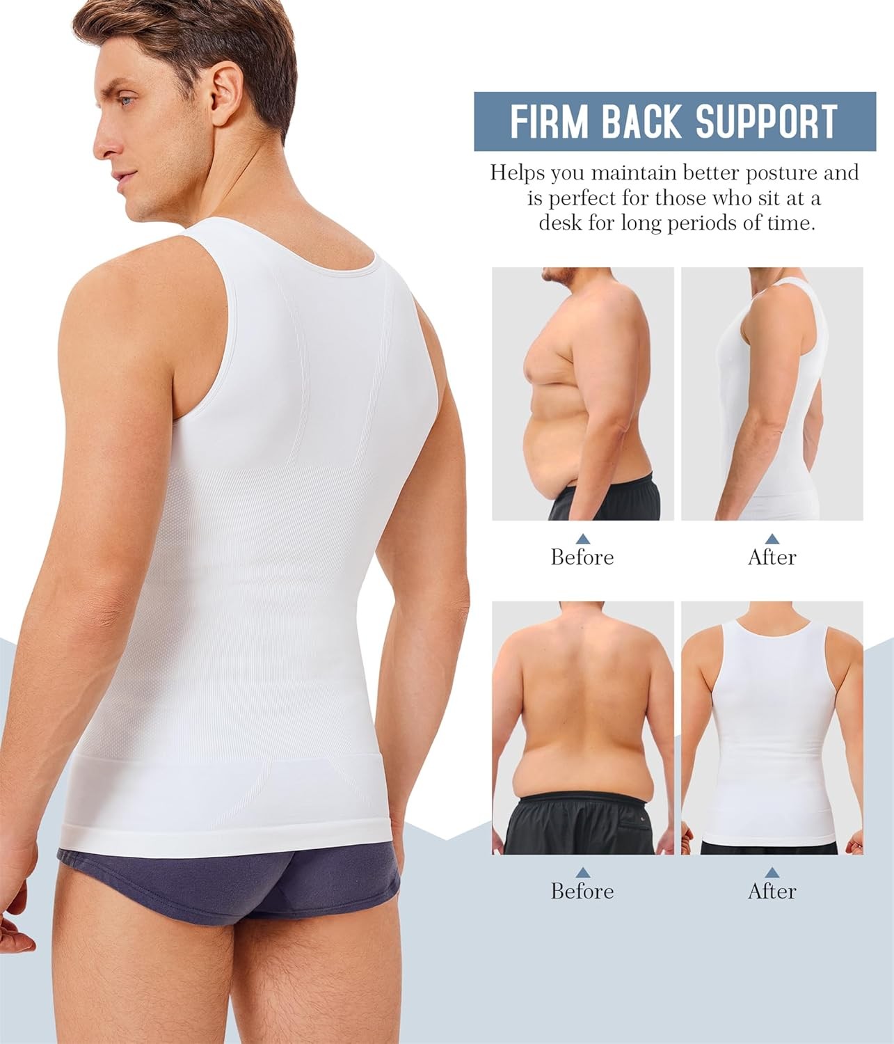 Men's Compression Body Shaper Slimming Shirt Tummy Control Undershirt Shapewear gallery