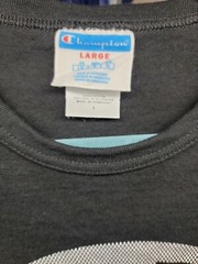 Champion Black W/ Large Red White Logo Men’s Size Large T Shirt 100% Cotton