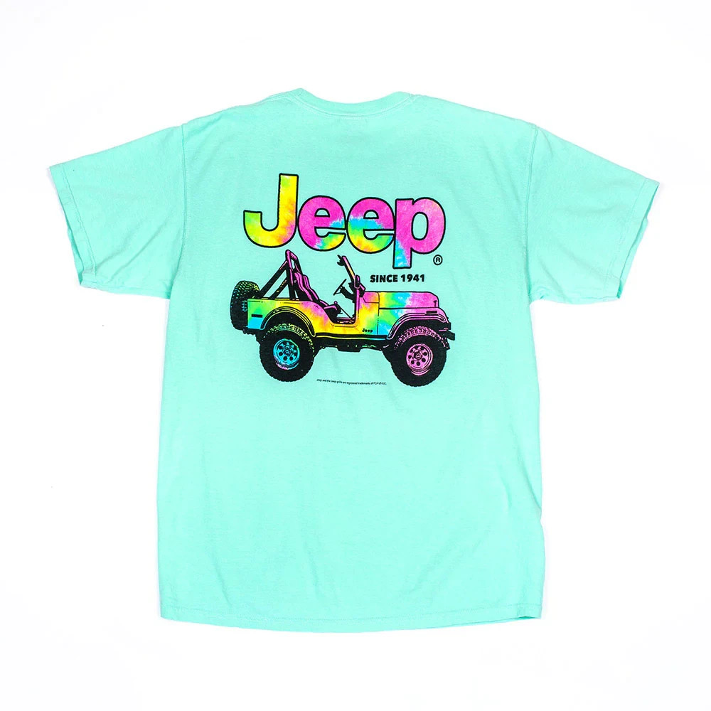 Jeep Beach T-Shirt Tie Dyed CJ comfort Colors Tee Shirt teal - Sizes S/M/XL gallery