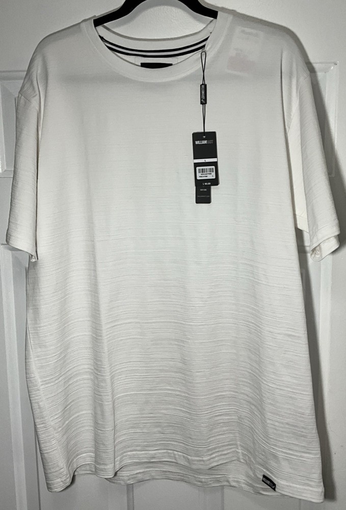 William Rast Men’s White Solid Crew Neck Short Sleeve Shirt Size Large
