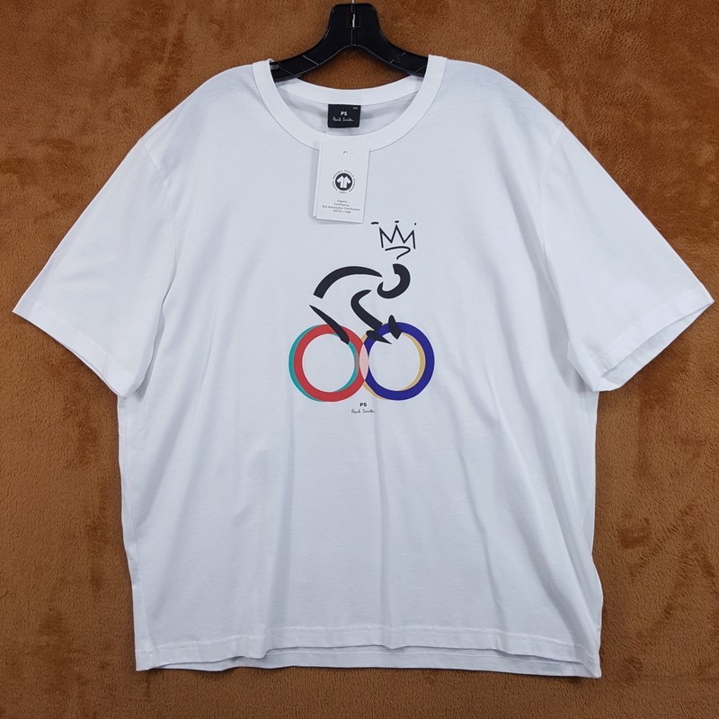 PAUL SMITH Shirt Mens XXL White Pullover Crew Graphic Cyclist Bike Logo T-Shirt gallery