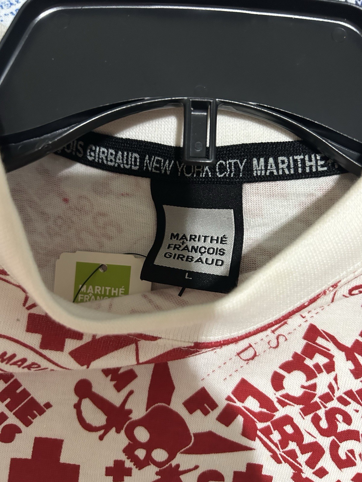 Marithe Francois Girbaud VTG Shirt Skull Graffiti Red And White Large RARE NWT gallery