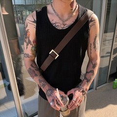 Ribbed Sleeveless Tank Top for Men, Comfortable Activewear Vest for Daily Wear