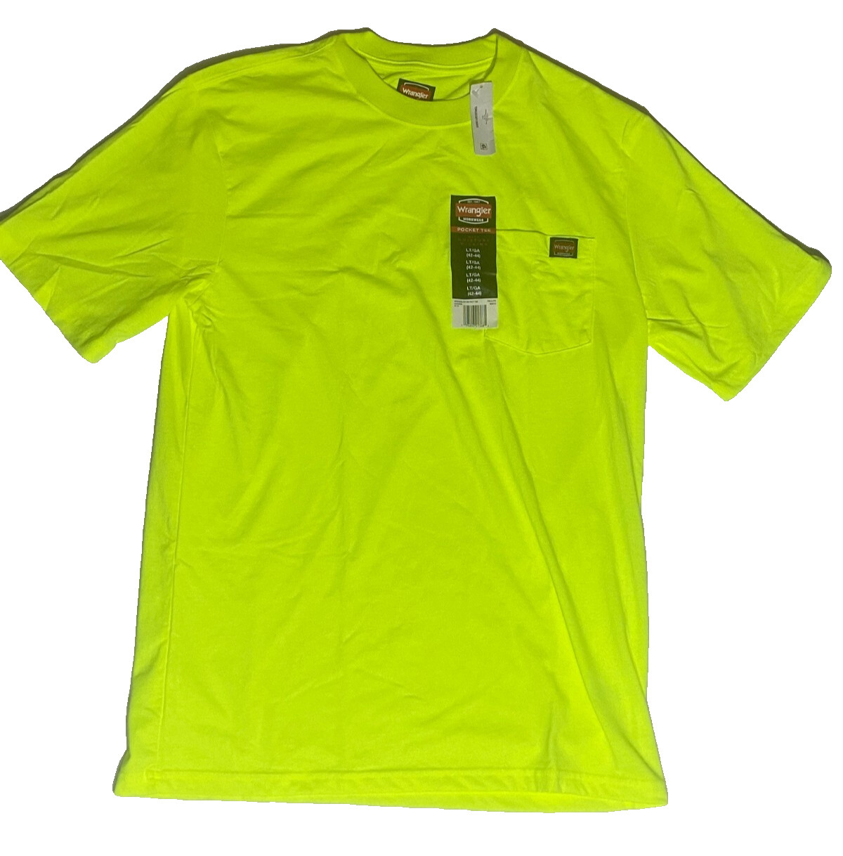 Wrangler Workwear T Shirt Men’s Large Safety Yellow Green gallery