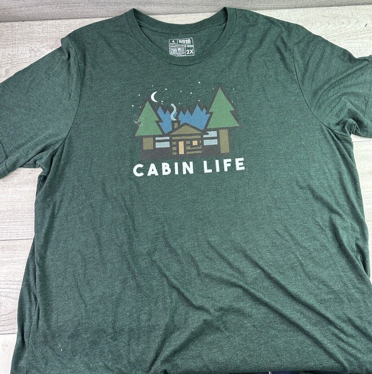5518 Designs Mens 2XL Short Sleeve Shirt Cabin Life Dark Green gallery