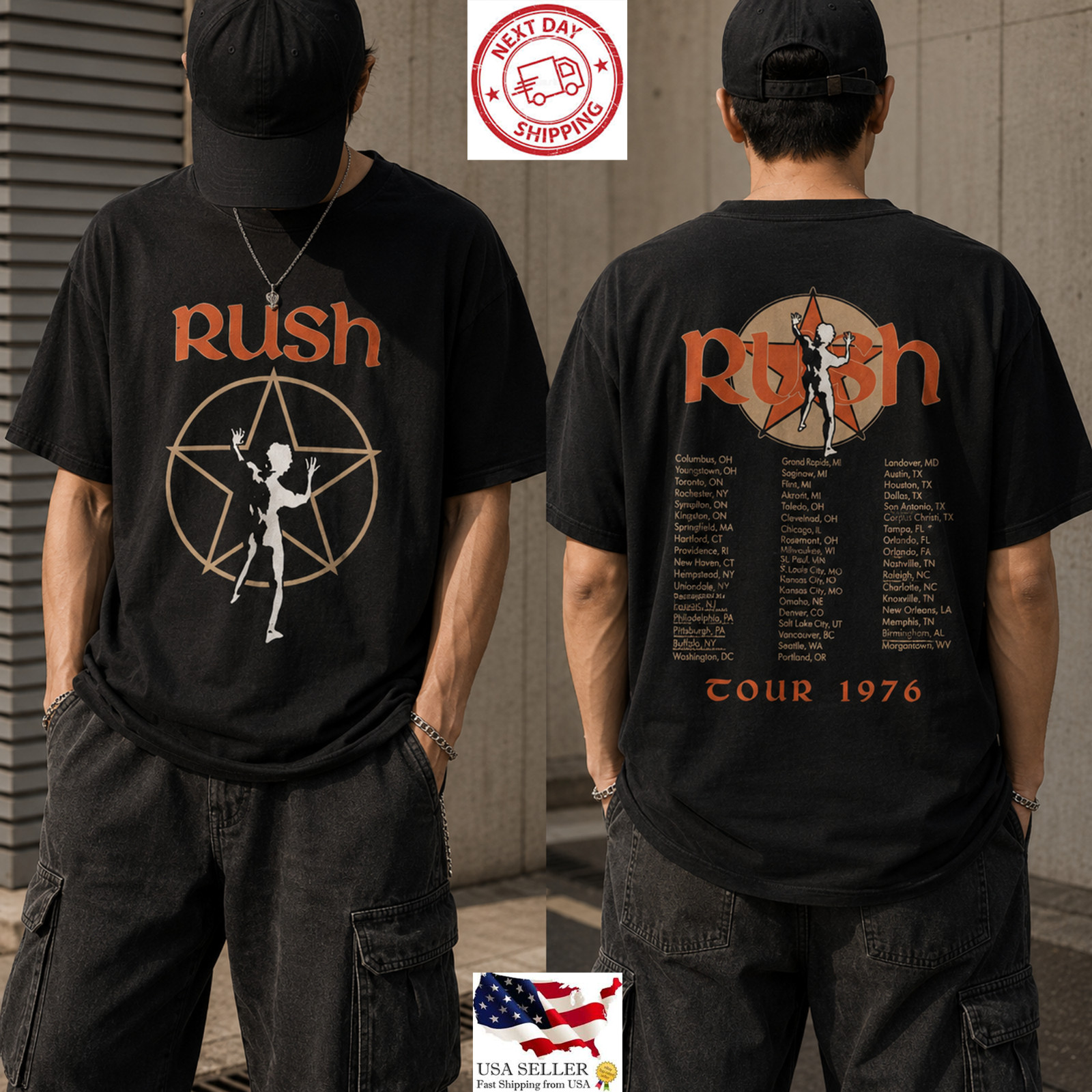 Rush Tour 1976 Vintage Rock Band Shirt Double Sided Concert Tee gallery