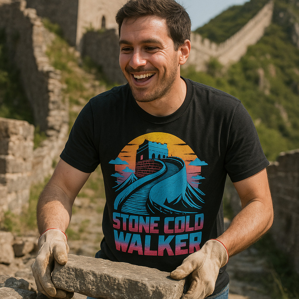 The Great Wall Of China T-Shirt - "Stone Cold Walker" Graphic Tee gallery