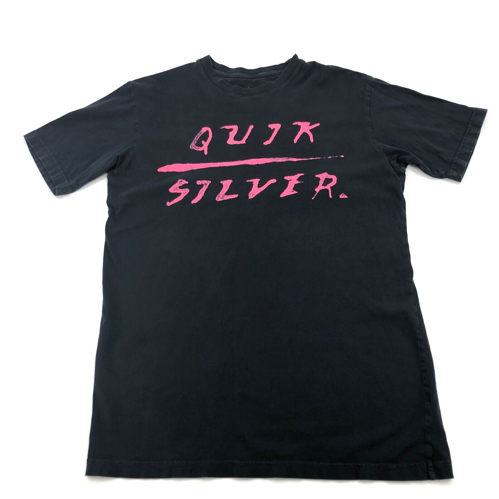 Y2K QuikSilver Mens T Shirt Medium Black Short Sleeve Crew Neck Surf Skate Logo