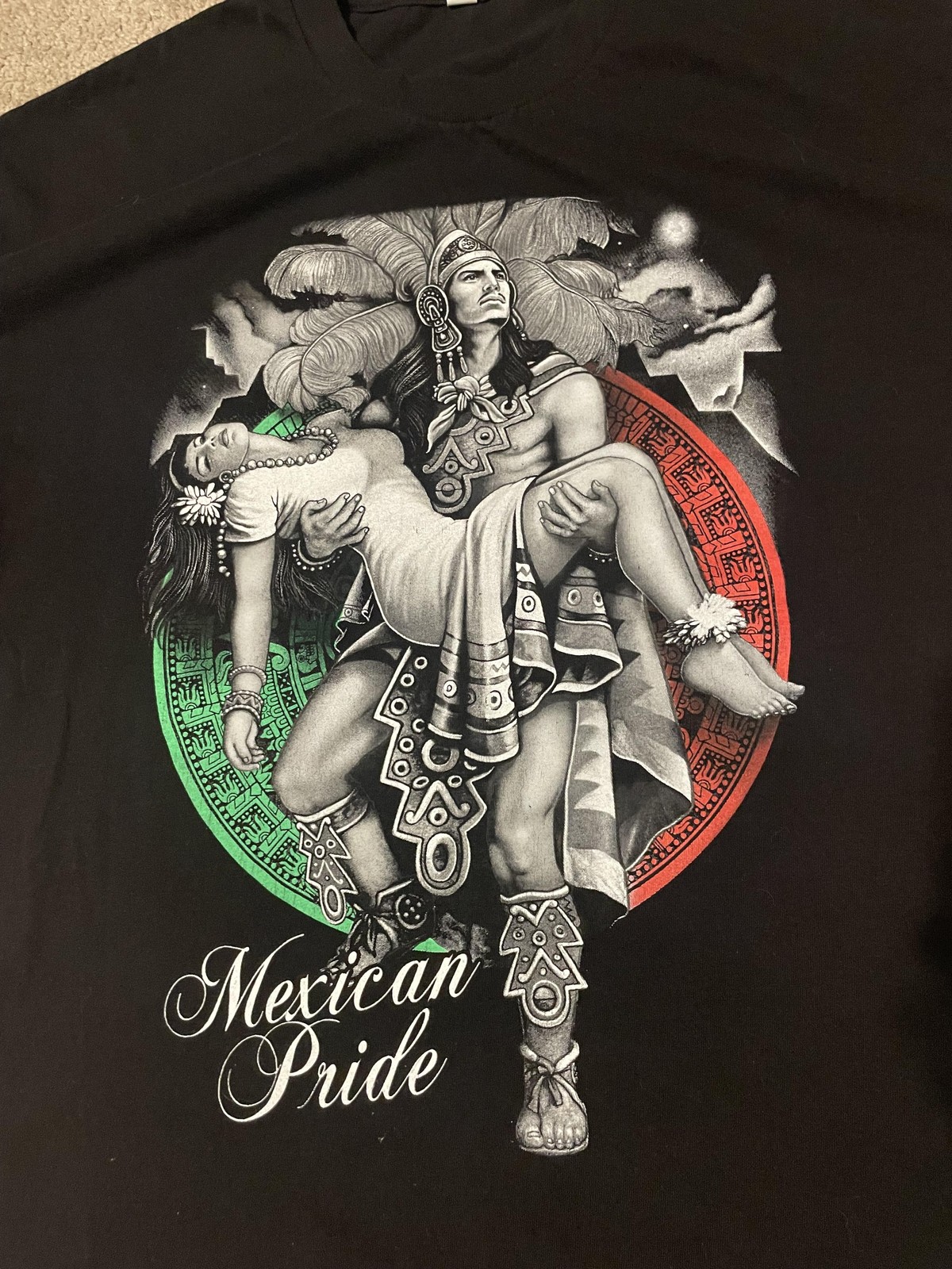 Mexican Pride Shirt Mens XL Black Aztec Warrior Mexico Graphic Tee Alstyle 1301 gallery