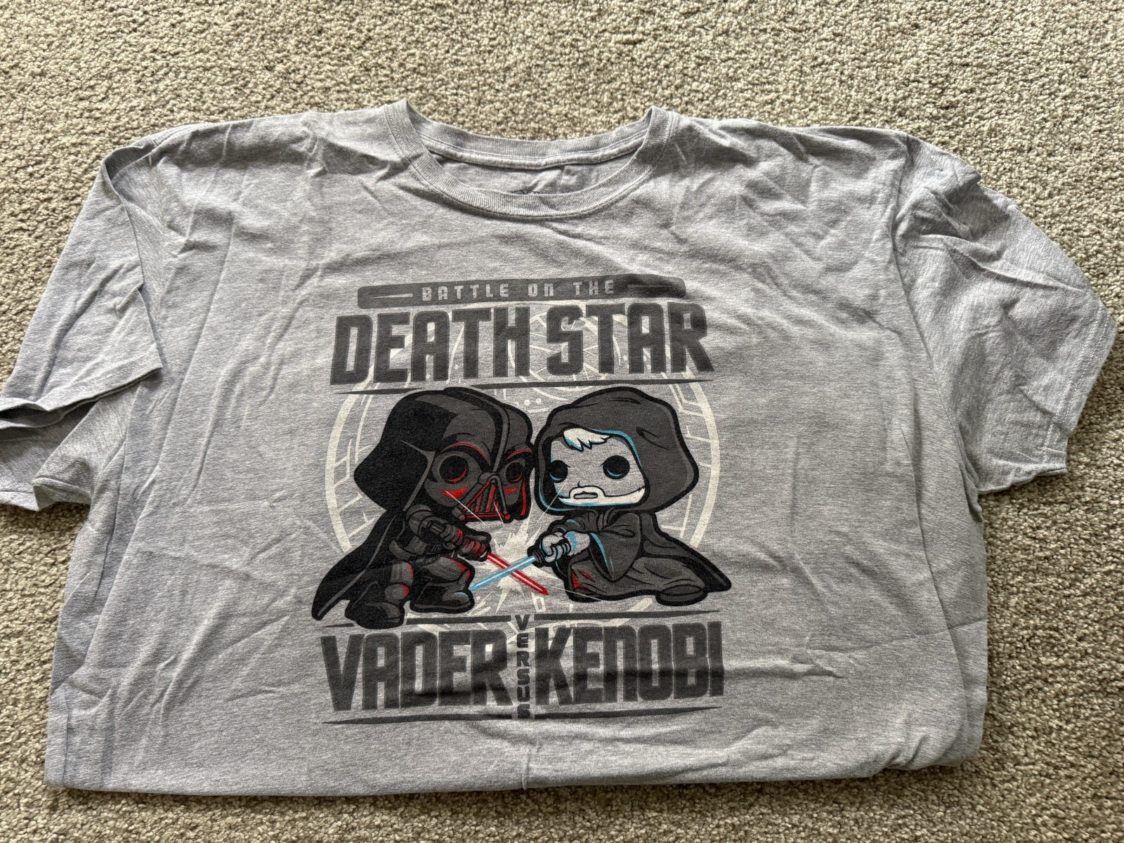 Funko Pop! Tee Star Wars Battle of the Death Star Grey Vader Kenobi T-shirt 2X gallery