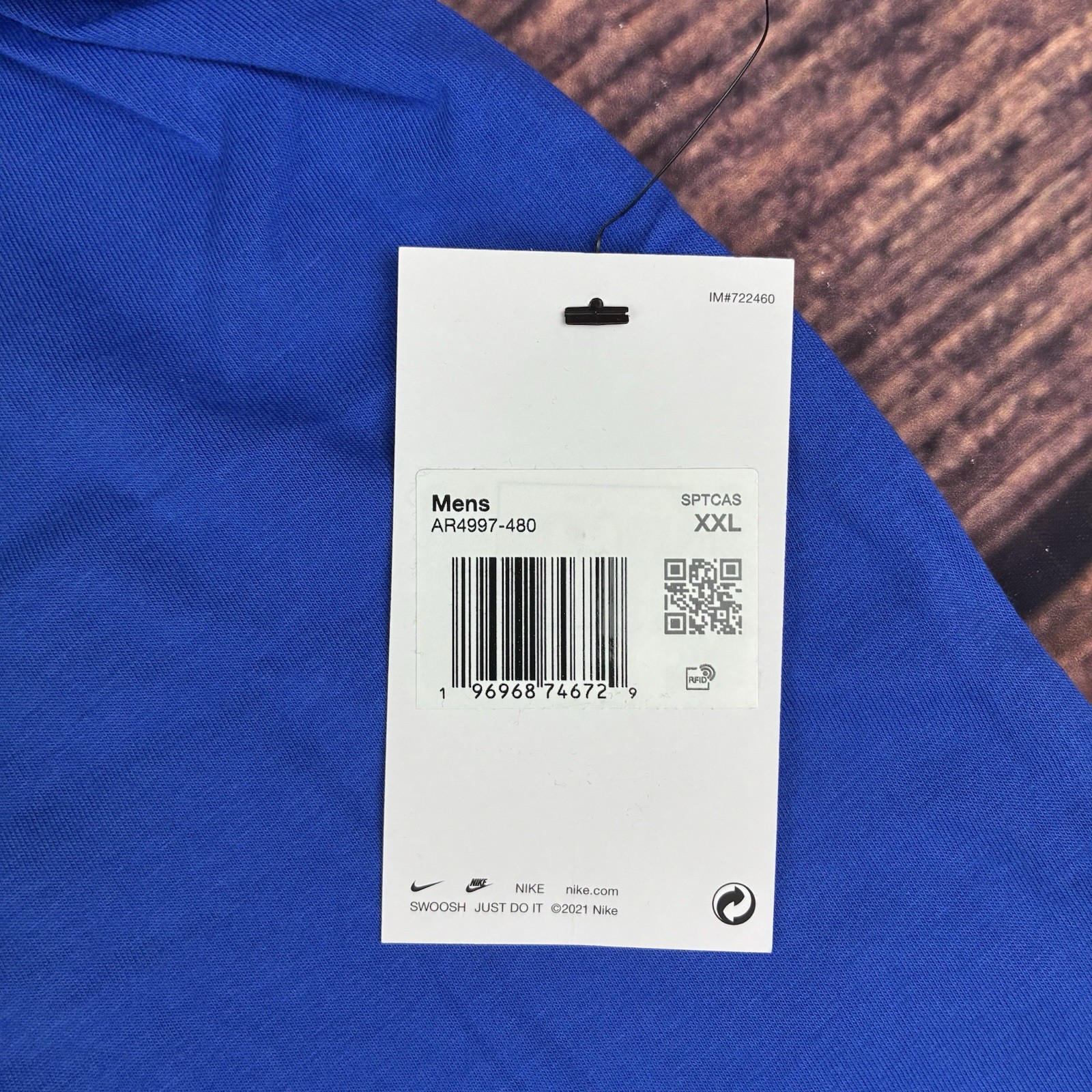 Nike Sportswear Club Tee Mens XXL 2XL Game Royal Blue Cotton Shirt AR4997-480 gallery