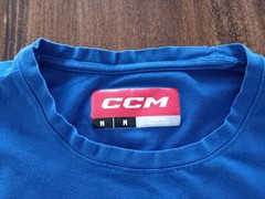 Size Medium CCM with Logo Patch T-Shirt Adult – Fits Small – 95% Cotton