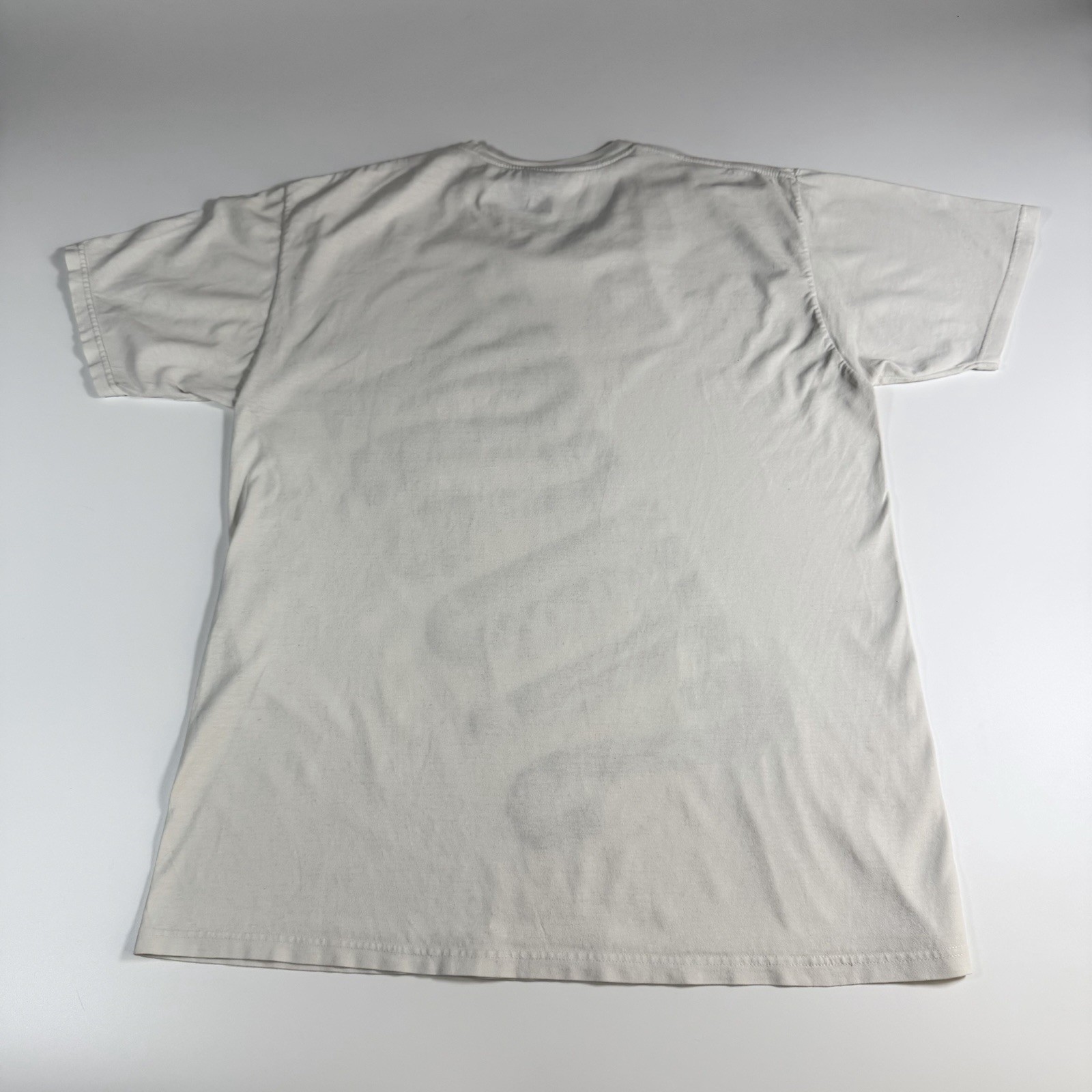 Stüssy Mens T-Shirt Logo Spellout Off White Black Size Large Graphic Logo Y2K gallery