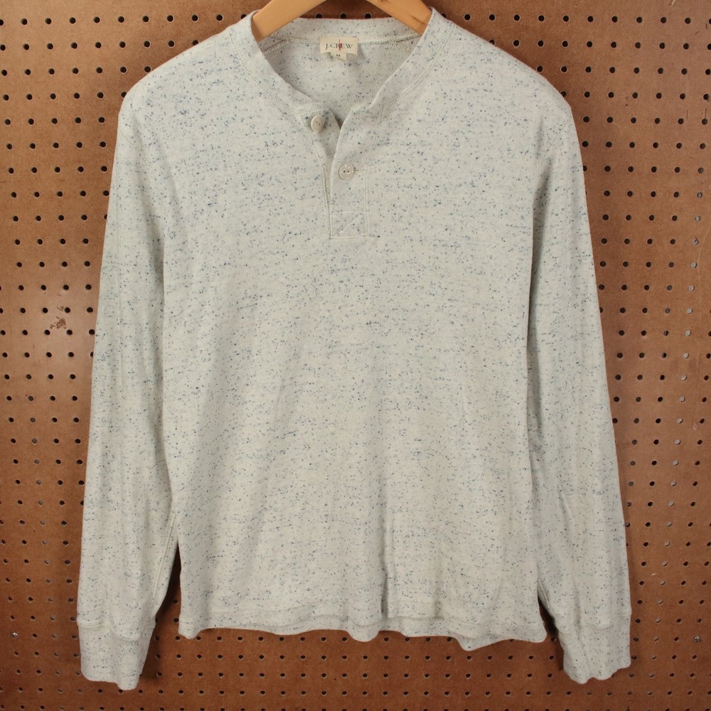 J CREW heritage brushed rib-knit henley t-shirt shirt MEDIUM thermal 90s oarsman