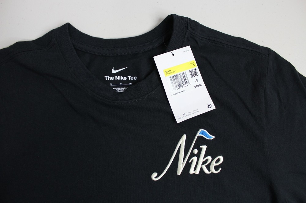 Mens S Small Nike Black Golf Flag Short Sleeve Tee Shirt NEW NWT FV8428-010