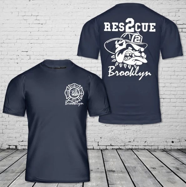Rescue 2 With Fire Fighting Bulldog – Brooklyn New York Fire Department T-Shirt