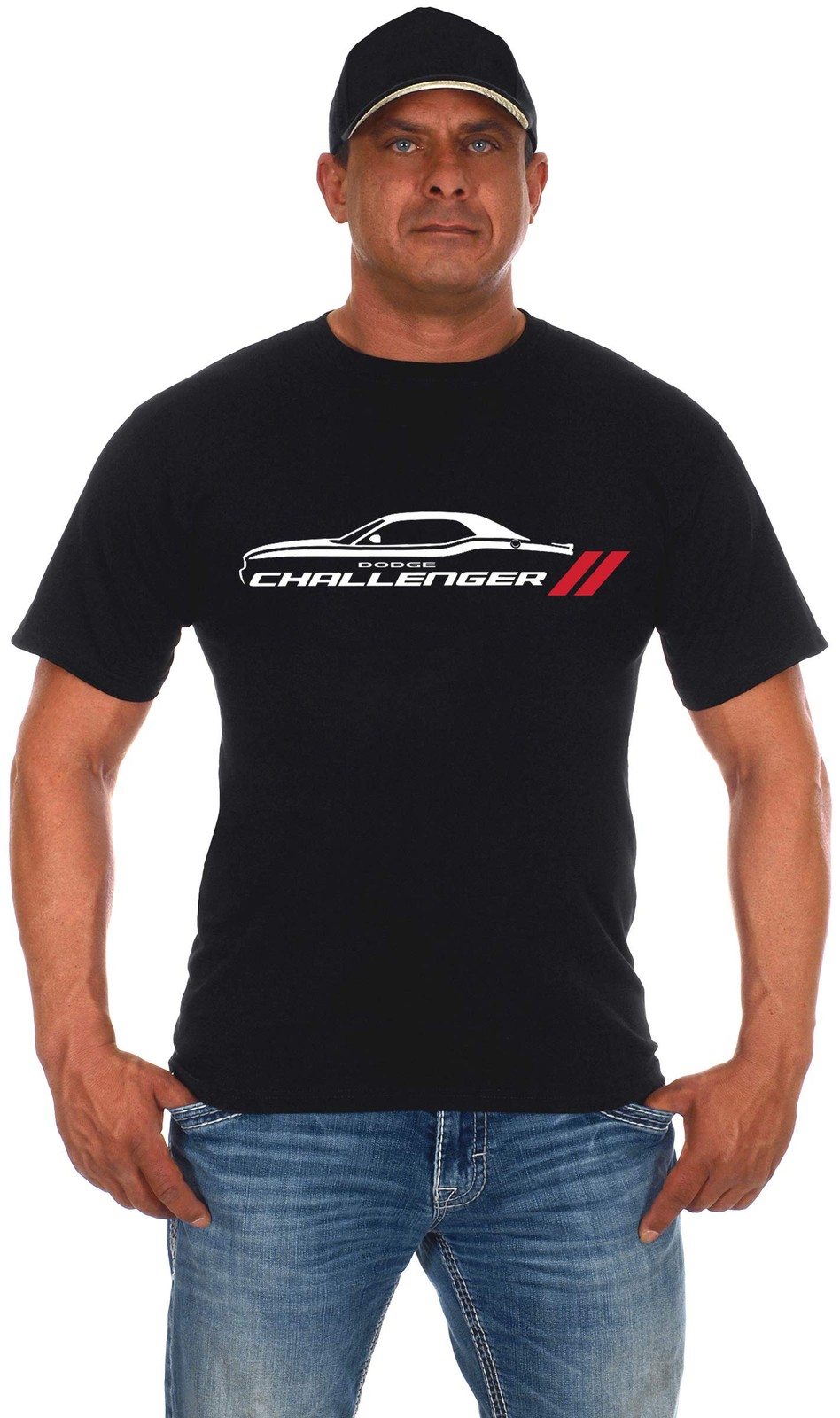 Men’s Dodge Challenger Car Short Sleeve Crew Neck Black T-Shirt (Large, Black)