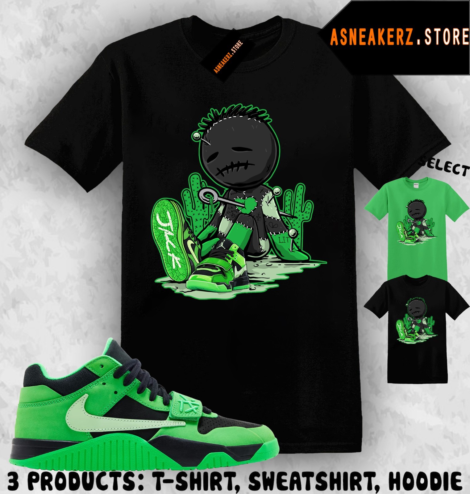 Shirt Matching Travis Scott Jumpman Jack Green Spark Match Sneaker Voodoo Cactus gallery