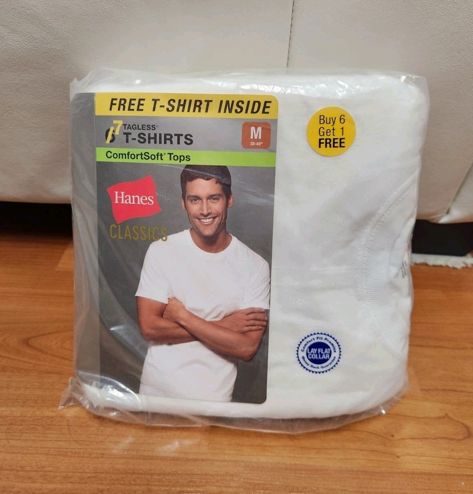 New Hanes Classics Tagless T-shirts size Medium M, ComfortSoft 7 Pack