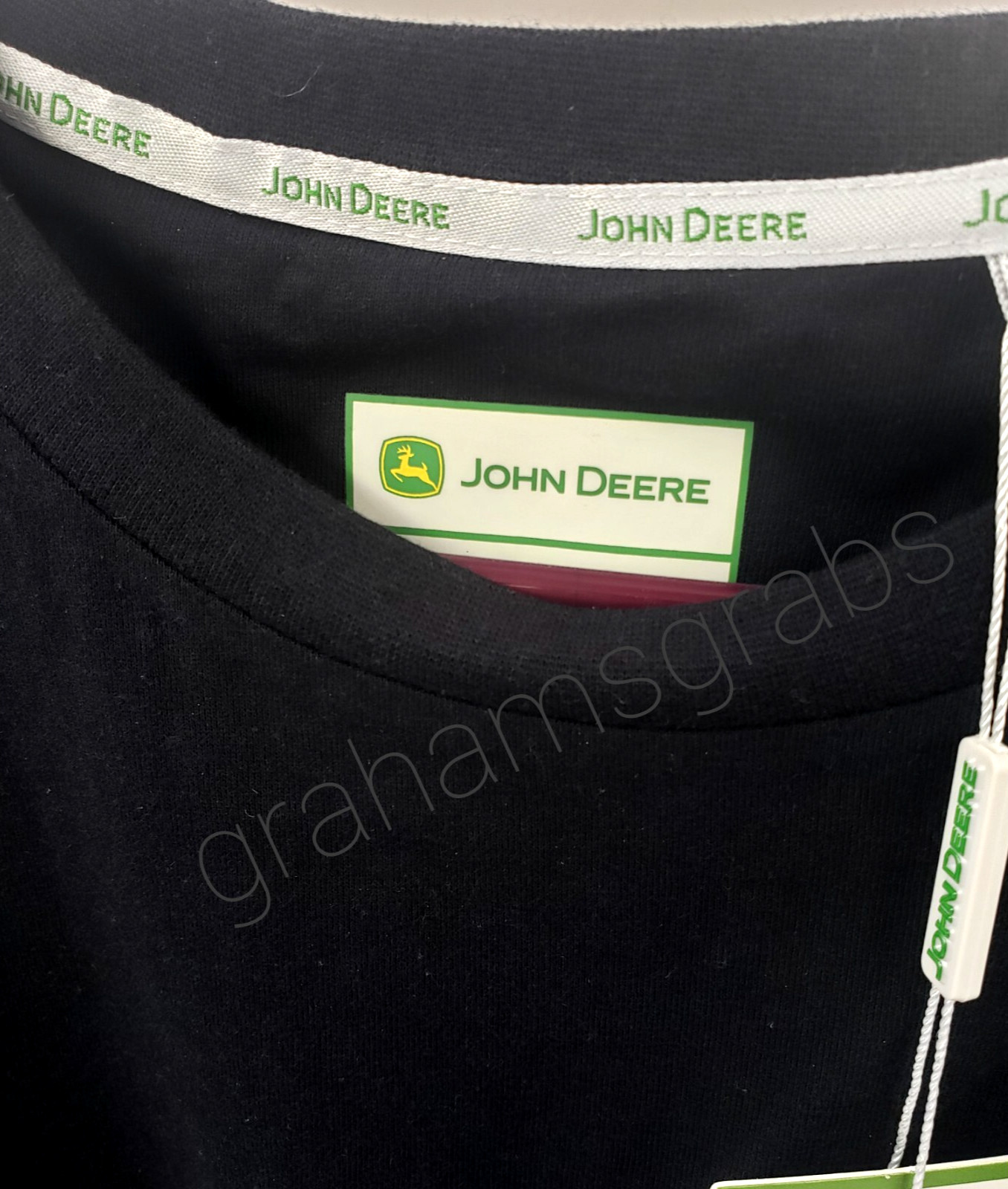 JOHN DEERE MEN'S EMBROIDERED VINTAGE LOGO T-SHIRT BLACK CREW NECK GREEN LOGO NWT gallery