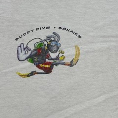 Buddy Dive Bonaire Scuba Graphic TShirt Sz L Mens White Vintage Van Souvenir Tee