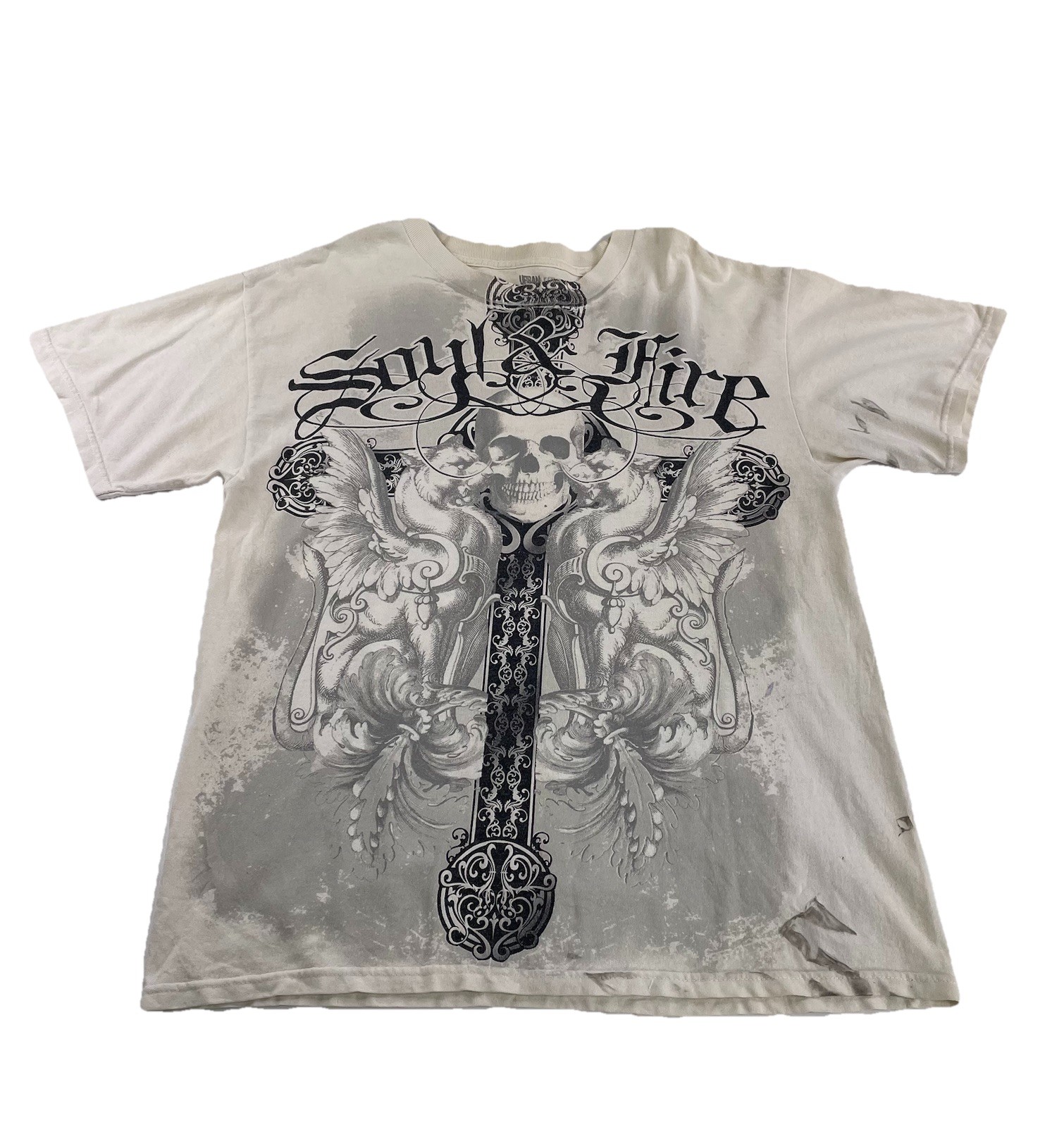 Mens 20s Urban Legend Soy & Fire White Graphic Tee Size L gallery
