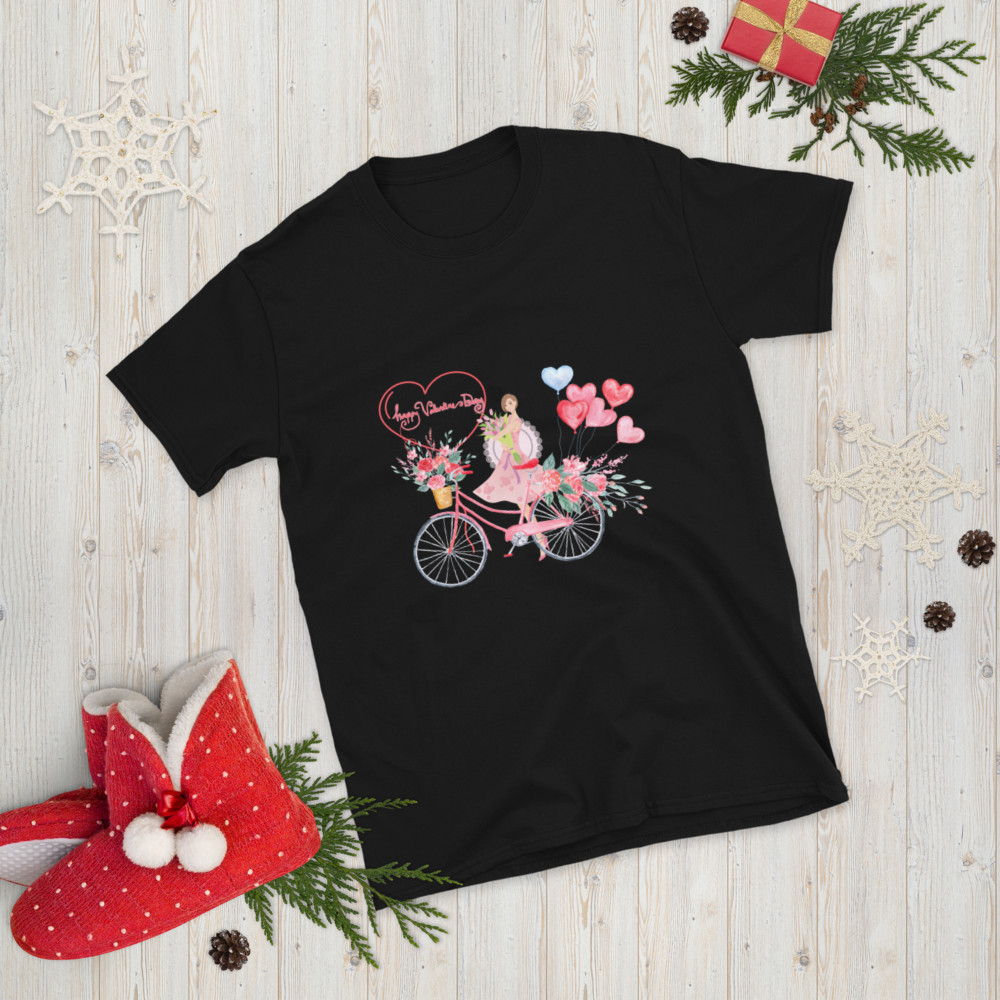 14 February Heart Day Holiday Happy Valentine's Day T-Shirt, Bicycle Love Gift gallery