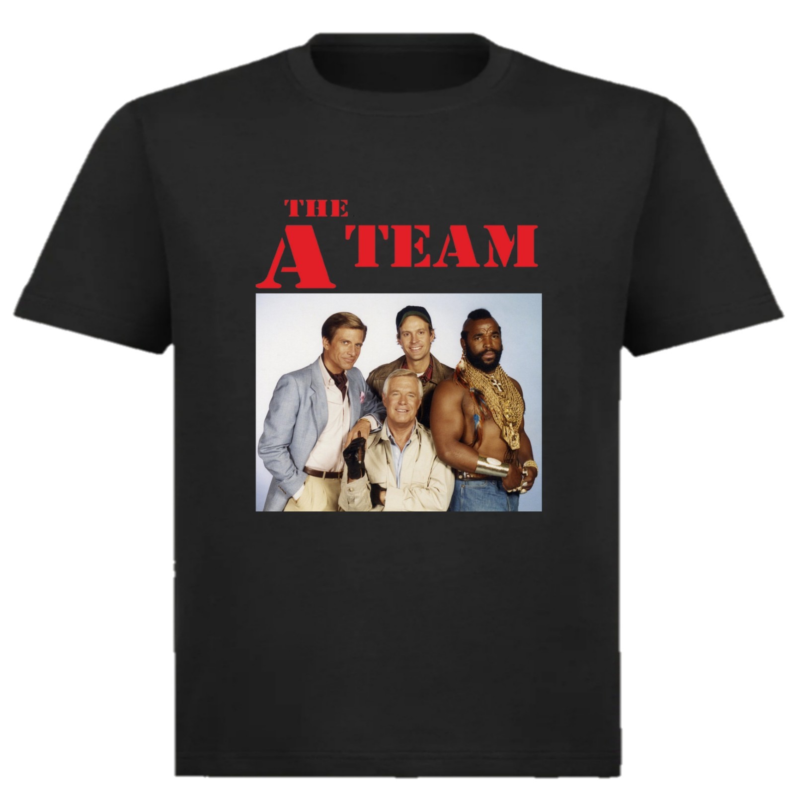 A Team Black Unisex T Shirt NEW Choose Size S-3XL Retro Nostalgia 80s TV Mr T
