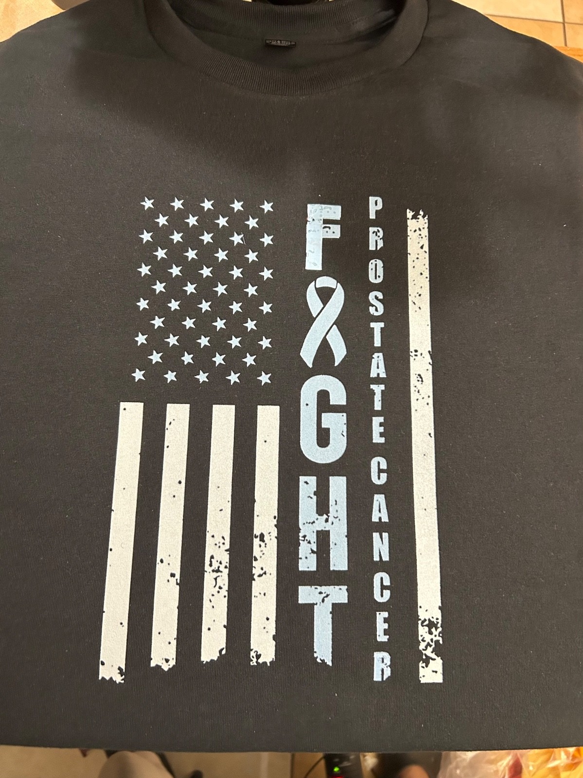 Fight Prostate Cancer Awareness Flag Unisex Gildan T-Shirt Size S-3XL