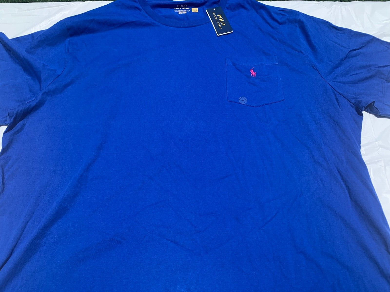 NWT Men’s 3LT Polo Ralph Lauren Big & Tall Royal Blue Solid Crew Pocket T-Shirt